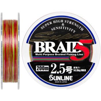 Плетеный шнур Sunline BRAID 5, 150m, #2.5, 0.250mm, 5цв.по 10м, 14.0кг