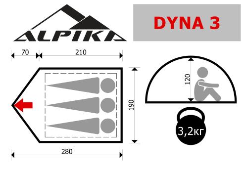 Палатка Alpika Dyna-3, 3-х местная