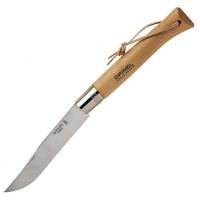 Нож OPINEL №13, нержавеющая сталь, рукоять из бука, кожаный темляк, картонная коробка 122136_0