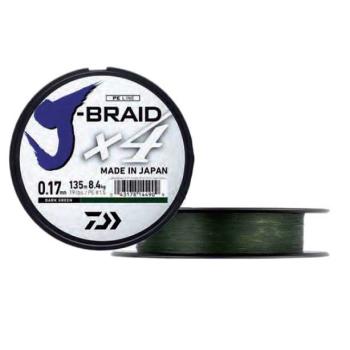 Шнур плетёный Daiwa J-Braid X4 135м  0,33мм (зеленая)