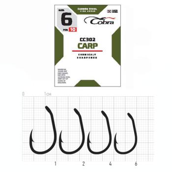 Одинарные крючки Cobra Carp сер.CC302 разм.002