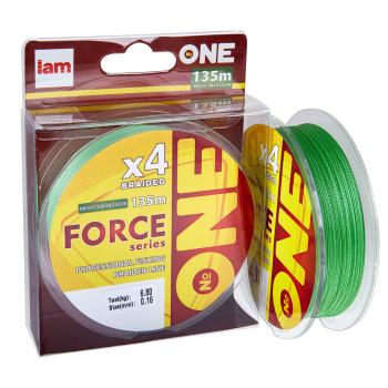 Плетеная леска №ONE FORCE Х4-135 (bright-green) d0.08