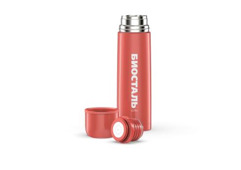 Термос Biostal узкое горло с кноп. цветной красный  0,75л. (NB-750 C-R)