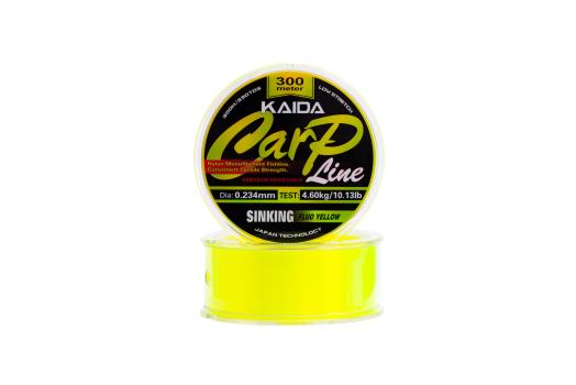 Леска KAIDA Carp Line FLUO YELLOW 300м (Sinking) от 0,286 до 0.405mm