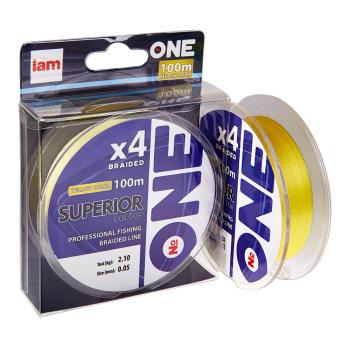 Плетеная леска №ONE SUPERIOR Х4-100 (yellow) d от 0.05 до 0.08мм