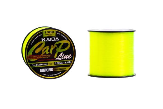 Леска KAIDA Carp Line FLUO YELLOW 1000м (Sinking) 0,370mm
