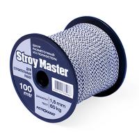 Шнур плетеный STROY MASTER 1,8 мм, тест 80 кг, 12 прядей, 75 м, белый с черным, катушка