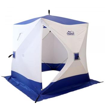 Палатка зимняя куб СЛЕДОПЫТ 1,8 х1,8 м, Oxford 240D PU 1000, 3-местная ,цв. бело-синий