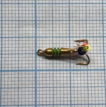 мормышка Чертик с рисками гальваника d=2,5mm, 0,5гр. золото
