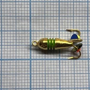 мормышка Чертик с рисками гальваника d=4,0mm, 1,6гр. золото