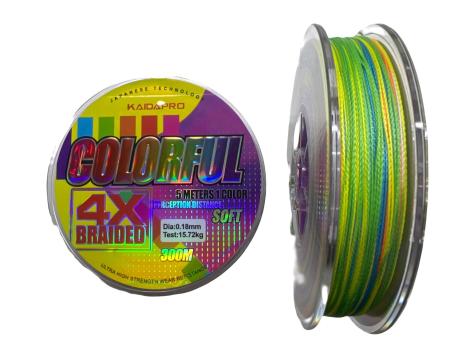 Плетеный шнур Kaida Pro Colorful 4X 300м 0.18 мм 15.72 кг