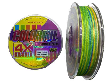 Плетеный шнур Kaida Pro Colorful 4X 300м 0.20 мм 16.44 кг