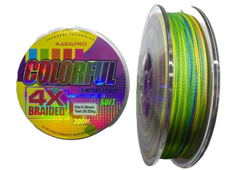 Плетеный шнур Kaida Pro Colorful 4X 300м 0.30 мм 26.52 кг