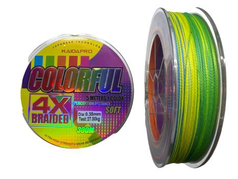 Плетеный шнур Kaida Pro Colorful 4X 300м 0.35 мм 27 кг