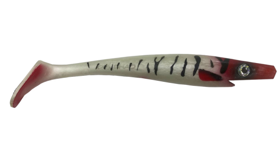 Силиконовая приманка Strike Pro Pig Shad, 230 мм, 90 гр, цвет: Milk Redhead, (SP-172A#022PF)