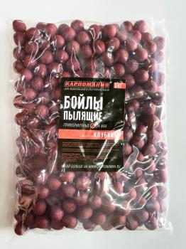 Бойлы пылящие КАРПОМАНИЯ с аром. клубники 24мм 3кг (пакет)