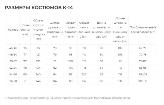 Костюм зимний Aquatic К-14Ч (мембрана: 5000/5000, цвет черный, размер 50-52)