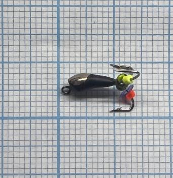 мормышка Чертик банан с коронкой d=2,5mm, 0,5гр. серебро