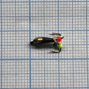 мормышка Чертик банан с коронкой d=2,5mm, 0,5гр. золото