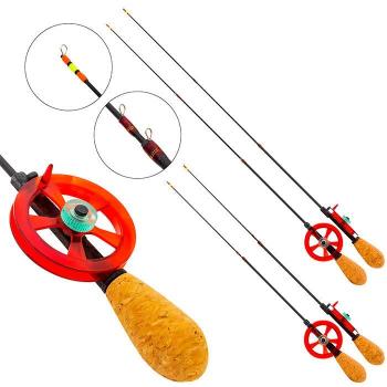 Удочка зимняя Bravo Fishing HFTC-2C-R с катушкой (хлыст Hi-Carbon teleskop 2-составной)