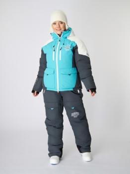Костюм зимний Alaskan Vanda жен. бел/голуб/сер (куртка+полукомбинезон)