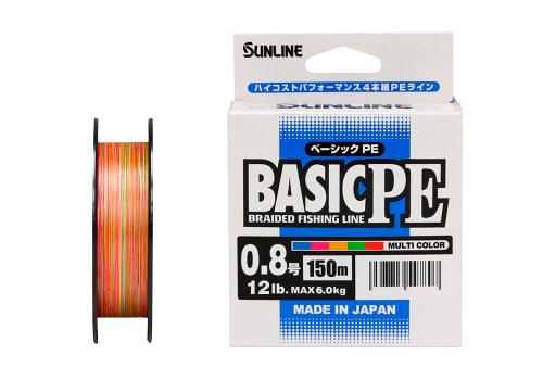 Шнур плетёный Sunline Basic PEx4 150m Multicolor #0.8/ 12lb 6,0кг