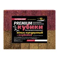 Прикормка прессованная Жмых кукурузный натуральный + клубника Premium 